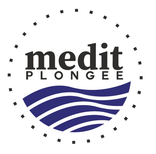 Logo du concept Méditplongée. Ce concept de plongée promet la méditation en apesanteur sous l'eau